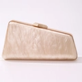 Asymmetric acrylic evening clutch bag with marble texture and gold hardware for women - Apricot