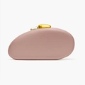 Detailed view of matte lavender pebble-shaped clutch with gold and silver stone clasp - Lotus Pink