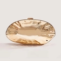 Elegant rose gold irregular wave shell evening clutch bag with circular metal clasp lock - Light Gold