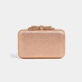 Elegant champagne gold rhinestone evening clutch bag with crystal bow clasp for formal party - Rose Gold