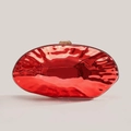 Modern shell-shaped red metallic evening clutch with gold clasp and glossy finish - Red