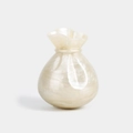 Elegant money bag shaped acrylic evening clutch with pearlescent marble texture for weddings - Milky White