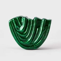 Chic green malachite pattern acrylic evening clutch bag with unique fan shape and glossy finish - Green