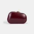 Elegant wine red pebble-shaped evening clutch bag with gold metallic dome clasp - Burgundy