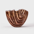 Fashionable amber acrylic hair claw clip with a wavy pattern and high-gloss finish - Coffee