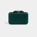 Elegante pochette da sera con strass verde smeraldo e chiusura a fiocco di cristallo - Verde