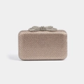 Borsa da sera color champagne con strass e chiusura a fiocco di tendenza - Oro Champagne