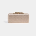 Elegant champagne gold rhinestone evening clutch bag with crystal bow clasp for formal events - Apricot