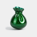 Detailed close-up of dark green marble acrylic evening bag in a money bag shape - Green