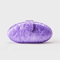 Purple marble texture acrylic shell evening clutch bag for women with oval design - Lavender