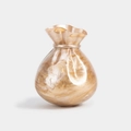 Detailed close-up of marble pattern acrylic money bag clutch with pearlescent finish - Coffee