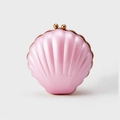 Pochette da sera in acrilico a forma di conchiglia rosa perlato con cornice dorata - Rosa