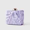 Bolso clutch de acrílico mármol púrpura con textura 3D y cierre de esfera dorada - Lavanda