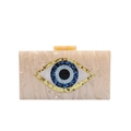 Bolso clutch de acrílico con diseño de ojo turco y textura de mármol beige - Albaricoque