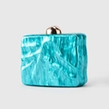 Elegant emerald green marble texture acrylic evening clutch bag with gold metal clasp - Lake Blue