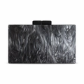 Elegante pochette da sera in acrilico effetto marmo con chiusure a scatto nere - Nero