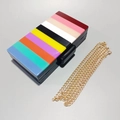 Rainbow acrylic clutch bag with colorful stripes and gold chain strap for dinner parties - Gold Long Chain Style
