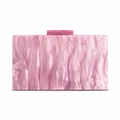 Pink marble texture acrylic evening clutch bag with dual block clasps for women - Pink