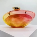 Chic gradient pink and yellow acrylic evening clutch bag with gold metallic clasp - Gradient