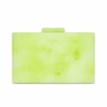 Lime green marble pattern acrylic clutch bag with rigid evening party design - Light Green
