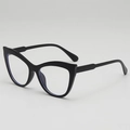 Gafas cat eye extragrandes negro mate con lentes anti-luz azul y diseño de montura retro - Negro Brillante