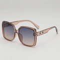 Retro quadratische Übergroße Sonnenbrille in Teebraun mit Verlaufgläsern und Metallkette - Tee + Tee Blau