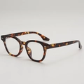 Montatura occhiali rotonda retrò con stampa leopardata in acetato di alta qualità - Lente Piana Anti-Luce Blu / Montatura Demi (Tartarugato)