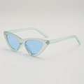 Vintage cat-eye sunglasses with transparent light green frames and light blue lenses - Transparent Blue / Blue