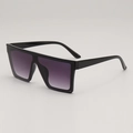 Modern oversized square sunglasses with black frame and purple gradient lenses for unisex wear - Black Frame Gradient Grey