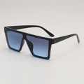 Oversized square sunglasses with black frame and blue gradient lenses for fashion-forward style - Black Frame Progressive Blue