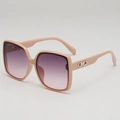 Chic oversized square sunglasses in peach pink with purple gradient lenses and infinity link - Pink Frame Gradient Pink Lens