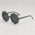 Lunettes de soleil pour enfants en forme de fleur avec monture mate vert olive - Monture Grise Verres Gris