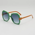 Occhiali da sole oversize alla moda con montura verde e lenti sfumate blu - Montatura verde con sfumatura blu