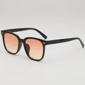Classic black square frame sunglasses with orange gradient lenses and gold accents - Black Frame Blush Lens