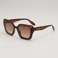 Retro polygon sunglasses with leopard tortoise frame and brown gradient lenses - Tortoiseshell Frame Brown Lens