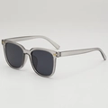 Chic transparent grey square sunglasses with dark lenses and gold metal details - Grey Frame Grey Lens