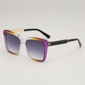 Oversized square gradient sunglasses with transparent purple frames and gold accents - Purple Yellow Gradient Frame Grey Lens