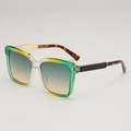 Oversized square gradient sunglasses with green frames and tortoiseshell temples - Green Yellow Gradient Frame Gradient Lens