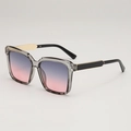 Oversized square sunglasses with gradient blue-pink lenses and transparent grey frame - Transparent Grey Frame Gradient Grey to Pink Lens