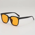Square black sunglasses with vintage orange lenses and golden metal accents - Black Frame Orange Lens