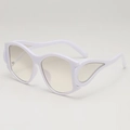Chic oversized white wing-shaped punk sunglasses with high-quality resin frame for women - White Frame Clear Lens