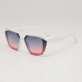 Lunettes de soleil géométriques surdimensionnées avec monture blanche et verres dégradés - Monture Blanche Dégradé Gris Rose