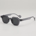 Retro polygon sunglasses with grey translucent frames and dark polarized lenses - Grey Frame Grey Lens