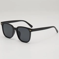Classic black square sunglasses with golden metal studs and dark sun protection lenses - Black Frame Grey Lens