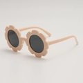 Lunettes de soleil pour enfants en forme de fleur rose mat avec verres ronds gris - Monture Rose Clair Verres Gris