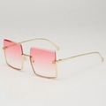 Gafas de sol cuadradas de metal con lentes degradadas rosa y montura dorada elegante - Rosa Degradado