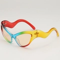 Occhiali da sole cat-eye arcobaleno con stanghette a onda e lenti arancioni - Colorato