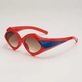 Occhiali da sole geometrici rossi e blu con design alla moda in stile hip-hop - Montatura Rossa Lente Doppio Tè