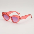 Chic cat eye sunglasses with transparent red frames and purple lenses for women - Transparent Pink Frame Purple Lens