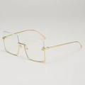 Gafas cuadradas doradas de media montura con marco de metal fino y patillas detalladas - Lente Transparente